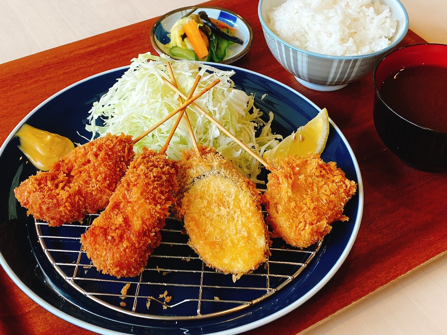 五島豚ロース串と野菜串の 串カツ定食